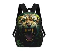 sinyumoney Sac À Dos Scolaire Pour Enfants Roaring Tiger in Jungle-2 Sac À Dos Décontracté Pour Les Voyages, Imprimé En 3D, Pour Garçons Et Filles, Grande Capacité 17inch