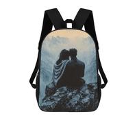 sinyumoney Sac À Dos Scolaire Pour Enfants Romantic Couple on Mountaintop in Monochrome Style Sac À Dos Décontracté Pour Les Voyages, Imprimé En 3D, Pour Garçons Et Filles, Grande Capacité 17inch