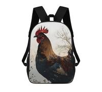 sinyumoney Sac À Dos Scolaire Pour Enfants Rooster Double Exposure Sac À Dos Décontracté Pour Les Voyages, Imprimé En 3D, Pour Garçons Et Filles, Grande Capacité 17inch