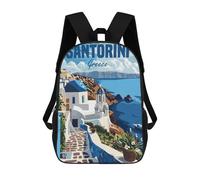 sinyumoney Sac À Dos Scolaire Pour Enfants Santorini Greece Sac À Dos Décontracté Pour Les Voyages, Imprimé En 3D, Pour Garçons Et Filles, Grande Capacité 17inch