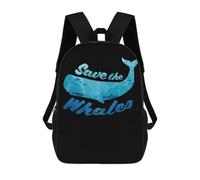 sinyumoney Sac À Dos Scolaire Pour Enfants Scuba Diving Save The Whal Sac À Dos Décontracté Pour Les Voyages, Imprimé En 3D, Pour Garçons Et Filles, Grande Capacité 17inch