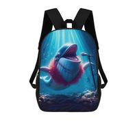 sinyumoney Sac À Dos Scolaire Pour Enfants Singing Whale with Microphone Sac À Dos Décontracté Pour Les Voyages, Imprimé En 3D, Pour Garçons Et Filles, Grande Capacité 17inch
