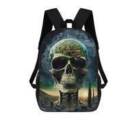 sinyumoney Sac À Dos Scolaire Pour Enfants Skull Planet Cosmic Landscape Sac À Dos Décontracté Pour Les Voyages, Imprimé En 3D, Pour Garçons Et Filles, Grande Capacité 17inch