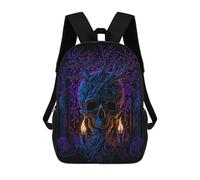 sinyumoney Sac À Dos Scolaire Pour Enfants Skull Tree with Candles Sac À Dos Scolaire Pour Enfants, Style Décontracté Et Tendance, Imprimé En 3D, Amusant Et Original 17inch