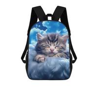sinyumoney Sac À Dos Scolaire Pour Enfants Sleeping Cloud Kitten -1 Sac À Dos Scolaire Tendance Sac À Dos De Voyage Unisexe Tendance Sac À Dos 3D Cool 17inch