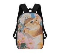 sinyumoney Sac À Dos Scolaire Pour Enfants Squirrel with Abstract Flowers Sac À Dos Décontracté Pour Les Voyages, Imprimé En 3D, Pour Garçons Et Filles, Grande Capacité 17inch