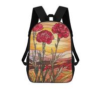 sinyumoney Sac À Dos Scolaire Pour Enfants Stained Glass Carnations Sac À Dos Décontracté Pour Les Voyages, Imprimé En 3D, Pour Garçons Et Filles, Grande Capacité 17inch