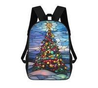 sinyumoney Sac À Dos Scolaire Pour Enfants Stained Glass Christmas Tree Sac À Dos Décontracté Pour Les Voyages, Imprimé En 3D, Pour Garçons Et Filles, Grande Capacité 17inch