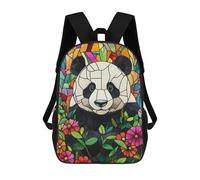 sinyumoney Sac À Dos Scolaire Pour Enfants Stained Glass Panda Sac À Dos Décontracté Pour Les Voyages, Imprimé En 3D, Pour Garçons Et Filles, Grande Capacité 17inch