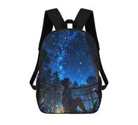 sinyumoney Sac À Dos Scolaire Pour Enfants Starry Night Contemplation Sac À Dos Tendance Pour Adolescents, Sac À Dos Décontracté Pour Garçons Et Filles, Sac D'école Imprimé En 3D 17inch