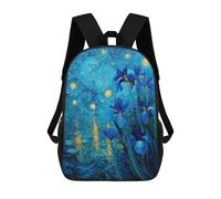 sinyumoney Sac À Dos Scolaire Pour Enfants Starry Night Iris Reflections Sac À Dos Scolaire Tendance Sac À Dos De Voyage Unisexe Tendance Sac À Dos 3D Cool 17inch