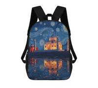 sinyumoney Sac À Dos Scolaire Pour Enfants Starry Night Taj Mahal Reflection Sac À Dos Scolaire Tendance Sac À Dos De Voyage Unisexe Tendance Sac À Dos 3D Cool 17inch