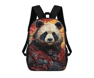sinyumoney Sac À Dos Scolaire Pour Enfants Steampunk Panda Art Sac À Dos Scolaire Tendance Sac À Dos De Voyage Unisexe Tendance Sac À Dos 3D Cool 17inch