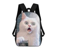 sinyumoney Sac À Dos Scolaire Pour Enfants Surprised Cat Selfie Sac À Dos Décontracté Pour Les Voyages, Imprimé En 3D, Pour Garçons Et Filles, Grande Capacité 17inch