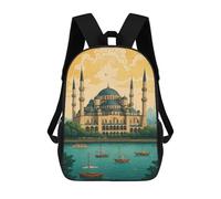 sinyumoney Sac À Dos Scolaire Pour Enfants The Blue Mosque by The Water Sac À Dos Décontracté Pour Les Voyages, Imprimé En 3D, Pour Garçons Et Filles, Grande Capacité 17inch