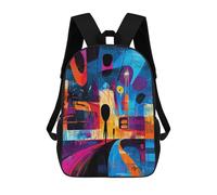 sinyumoney Sac À Dos Scolaire Pour Enfants The Scream Reimagined - Geometric Abstract Expressionism Sac À Dos Scolaire Tendance Sac À Dos De Voyage Unisexe Tendance Sac À Dos 3D Cool 17inch