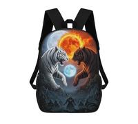 sinyumoney Sac À Dos Scolaire Pour Enfants Tiger Confrontation Orange Sac À Dos Décontracté Pour Les Voyages, Imprimé En 3D, Pour Garçons Et Filles, Grande Capacité 17inch