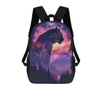 sinyumoney Sac À Dos Scolaire Pour Enfants Tiger Silhouette Galaxy Sac À Dos Tendance Pour Adolescents, Sac À Dos Décontracté Pour Garçons Et Filles, Sac D'école Imprimé En 3D 17inch
