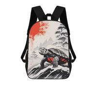 sinyumoney Sac À Dos Scolaire Pour Enfants Turtle Japanese Painting Sac À Dos Décontracté Pour Les Voyages, Imprimé En 3D, Pour Garçons Et Filles, Grande Capacité 17inch