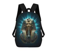sinyumoney Sac À Dos Scolaire Pour Enfants Tutankhamuns Golden Mask with Blue Light Sac À Dos Décontracté Pour Les Voyages, Imprimé En 3D, Pour Garçons Et Filles, Grande Capacité 17inch