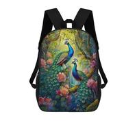 sinyumoney Sac À Dos Scolaire Pour Enfants Two Beautiful Peacock Sac À Dos Tendance Pour Adolescents, Sac À Dos Décontracté Pour Garçons Et Filles, Sac D'école Imprimé En 3D 17inch