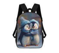 sinyumoney Sac À Dos Scolaire Pour Enfants Two Cute Penguins Hugging in Winter Sac À Dos Tendance Pour Adolescents, Sac À Dos Décontracté Pour Garçons Et Filles, Sac D'école Imprimé En 3D 17inch
