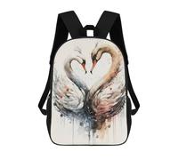 sinyumoney Sac À Dos Scolaire Pour Enfants Two Swans in Love Sac À Dos Décontracté Pour Les Voyages, Imprimé En 3D, Pour Garçons Et Filles, Grande Capacité 17inch