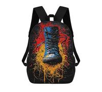 sinyumoney Sac À Dos Scolaire Pour Enfants Urban Impact Contemporary Expressionist Boot Artwork Sac À Dos Décontracté Pour Les Voyages, Imprimé En 3D, Pour Garçons Et Filles, Grande Capacité 17inch