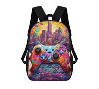 sinyumoney Sac À Dos Scolaire Pour Enfants Vibrant Cityscape Controller Artwork -1 Sac À Dos Scolaire Tendance Sac À Dos De Voyage Unisexe Tendance Sac À Dos 3D Cool 17inch