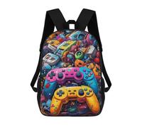 sinyumoney Sac À Dos Scolaire Pour Enfants Vibrant Gaming Controllers Collage Sac À Dos Scolaire Tendance Sac À Dos De Voyage Unisexe Tendance Sac À Dos 3D Cool 17inch