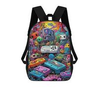 sinyumoney Sac À Dos Scolaire Pour Enfants Vibrant Gaming Device Collage -2 Sac À Dos Scolaire Tendance Sac À Dos De Voyage Unisexe Tendance Sac À Dos 3D Cool 17inch