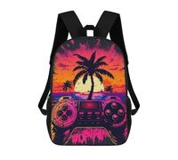 sinyumoney Sac À Dos Scolaire Pour Enfants Vibrant Sunset Gamepad Art Sac À Dos Scolaire Tendance Sac À Dos De Voyage Unisexe Tendance Sac À Dos 3D Cool 17inch