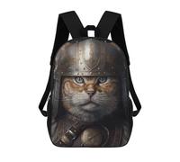 sinyumoney Sac À Dos Scolaire Pour Enfants Viking Cat Wearing Helmet Sac À Dos Scolaire Pour Enfants, Style Décontracté Et Tendance, Imprimé En 3D, Amusant Et Original 17inch