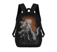 sinyumoney Sac À Dos Scolaire Pour Enfants Viking Wolf Norse Fenrir Sac À Dos Décontracté Pour Les Voyages, Imprimé En 3D, Pour Garçons Et Filles, Grande Capacité 17inch