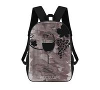 sinyumoney Sac À Dos Scolaire Pour Enfants Vineyard And Wine Sac À Dos Décontracté Pour Les Voyages, Imprimé En 3D, Pour Garçons Et Filles, Grande Capacité 17inch