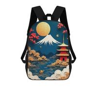 sinyumoney Sac À Dos Scolaire Pour Enfants Vintage Japanese Landscape Sac À Dos Décontracté Pour Les Voyages, Imprimé En 3D, Pour Garçons Et Filles, Grande Capacité 17inch