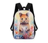 sinyumoney Sac À Dos Scolaire Pour Enfants Watercolor Hamster Art Print Sac À Dos Décontracté Pour Les Voyages, Imprimé En 3D, Pour Garçons Et Filles, Grande Capacité 17inch