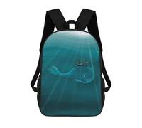 sinyumoney Sac À Dos Scolaire Pour Enfants Whale And Turtle Underwater Sac À Dos Décontracté Pour Les Voyages, Imprimé En 3D, Pour Garçons Et Filles, Grande Capacité 17inch