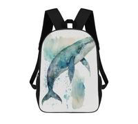 sinyumoney Sac À Dos Scolaire Pour Enfants Whale Watercolor Sac À Dos Décontracté Pour Les Voyages, Imprimé En 3D, Pour Garçons Et Filles, Grande Capacité 17inch