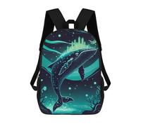 sinyumoney Sac À Dos Scolaire Pour Enfants Whale with Cityscape And Jellyfish Sac À Dos Décontracté Pour Les Voyages, Imprimé En 3D, Pour Garçons Et Filles, Grande Capacité 17inch