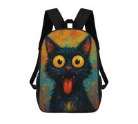 sinyumoney Sac À Dos Scolaire Pour Enfants Whimsical Black Cat Portrait Sac À Dos Décontracté Pour Les Voyages, Imprimé En 3D, Pour Garçons Et Filles, Grande Capacité 17inch