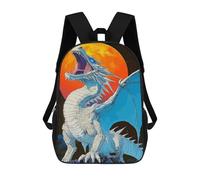 sinyumoney Sac À Dos Scolaire Pour Enfants White Dragon Roaring at The Moon Sac À Dos Décontracté Pour Les Voyages, Imprimé En 3D, Pour Garçons Et Filles, Grande Capacité 17inch