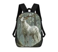 sinyumoney Sac À Dos Scolaire Pour Enfants White Stag in Forest Sac À Dos Scolaire Pour Enfants, Style Décontracté Et Tendance, Imprimé En 3D, Amusant Et Original 17inch