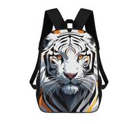 sinyumoney Sac À Dos Scolaire Pour Enfants White Tiger Portrait with Orange Accents Sac À Dos Décontracté Pour Les Voyages, Imprimé En 3D, Pour Garçons Et Filles, Grande Capacité 17inch