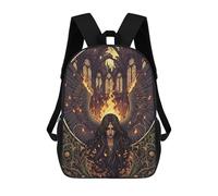 sinyumoney Sac À Dos Scolaire Pour Enfants Winged Fallen Angel in Burning Cathedral Sac À Dos Décontracté Pour Les Voyages, Imprimé En 3D, Pour Garçons Et Filles, Grande Capacité 17inch