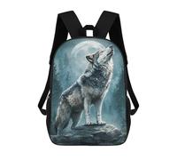sinyumoney Sac À Dos Scolaire Pour Enfants Wolf Howling at Moon-9 Sac À Dos Scolaire Tendance Sac À Dos De Voyage Unisexe Tendance Sac À Dos 3D Cool 17inch