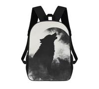 sinyumoney Sac À Dos Scolaire Pour Enfants Wolf Howling at The Moon Sac À Dos Décontracté Pour Les Voyages, Imprimé En 3D, Pour Garçons Et Filles, Grande Capacité 17inch