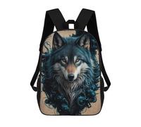 sinyumoney Sac À Dos Scolaire Pour Enfants Wolf in Blue Smoke Sac À Dos Décontracté Pour Les Voyages, Imprimé En 3D, Pour Garçons Et Filles, Grande Capacité 17inch