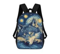 sinyumoney Sac À Dos Scolaire Pour Enfants Wolf in Starry Night Sac À Dos Tendance Pour Adolescents, Sac À Dos Décontracté Pour Garçons Et Filles, Sac D'école Imprimé En 3D 17inch