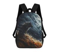 sinyumoney Sac À Dos Scolaire Pour Enfants Wolf in Stormy Sky Sac À Dos Décontracté Pour Les Voyages, Imprimé En 3D, Pour Garçons Et Filles, Grande Capacité 17inch